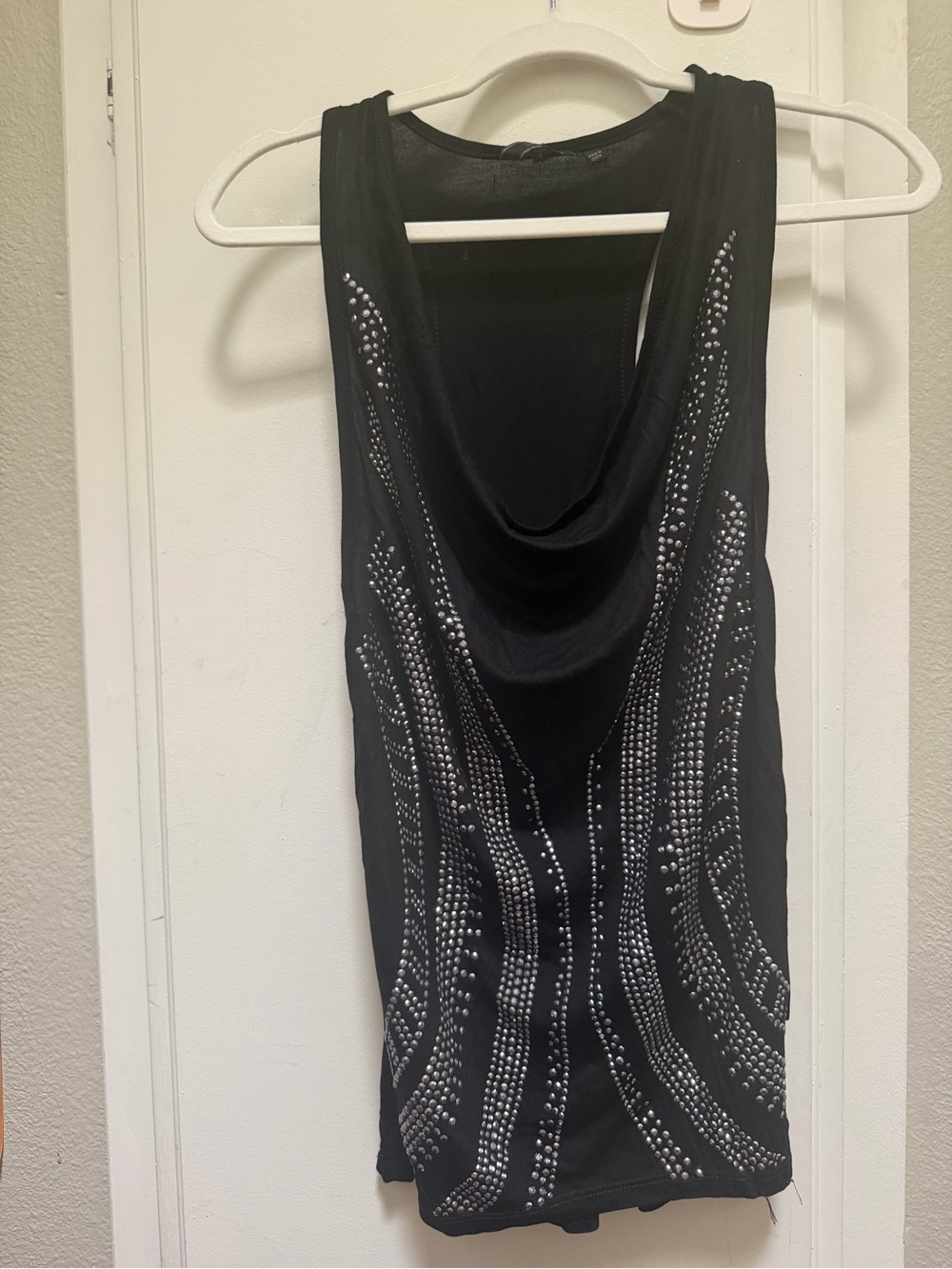 Guess Black Studded Cowl Neck Women’s Tank Top